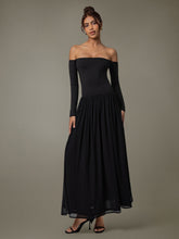 Off Shoulder Long Sleeve Maxi Dress OutfitFlow